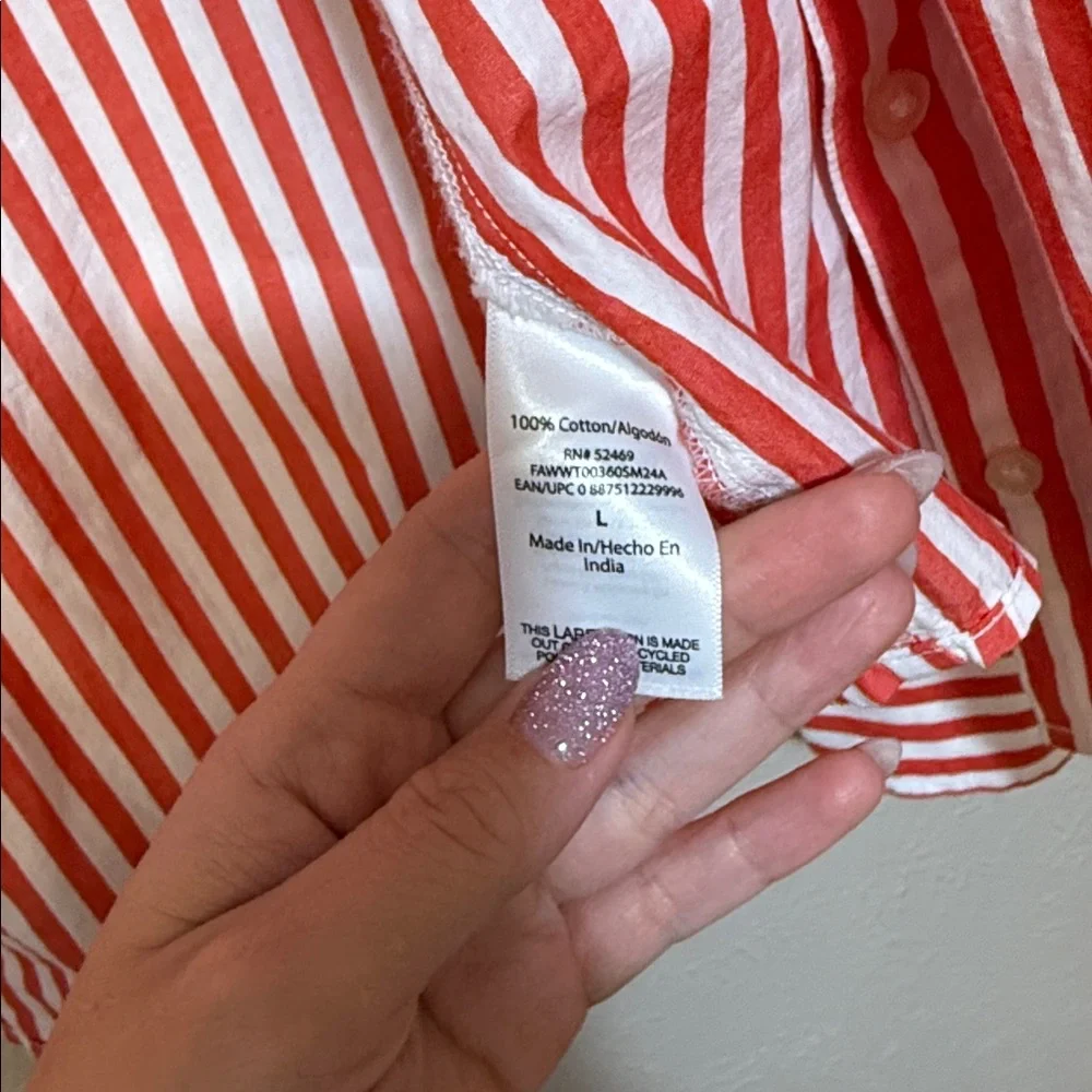 Red and White Striped Button-Up Shirt - Picture 3 of 3